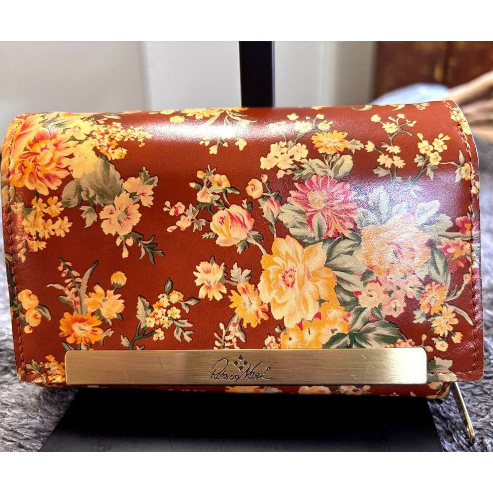 Patricia Nash Cametti Vintage Floral Print Leather Trifold Wallet